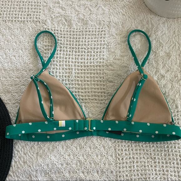 SUMMERSALT Green Polka Dot Classic Triangle Bikini Top Size 6 NWOT - Picture 3 of 7